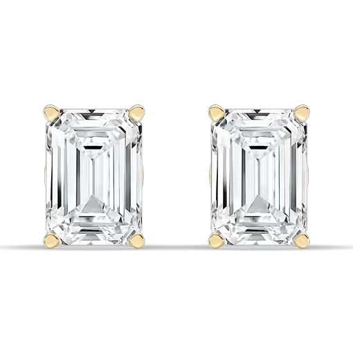 Deco Diamond Lab Studs in Gold — 5CTW