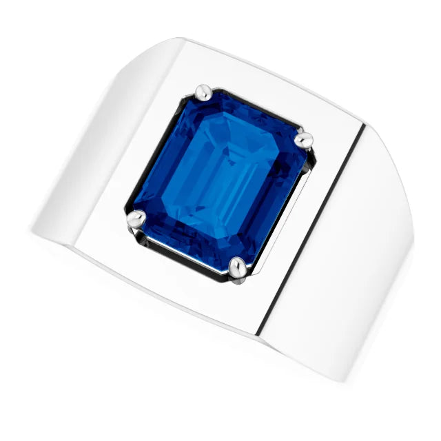 Sapphire Deco Ring in Silver