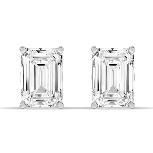 Deco Diamond Lab Studs in White Gold —  3CTW