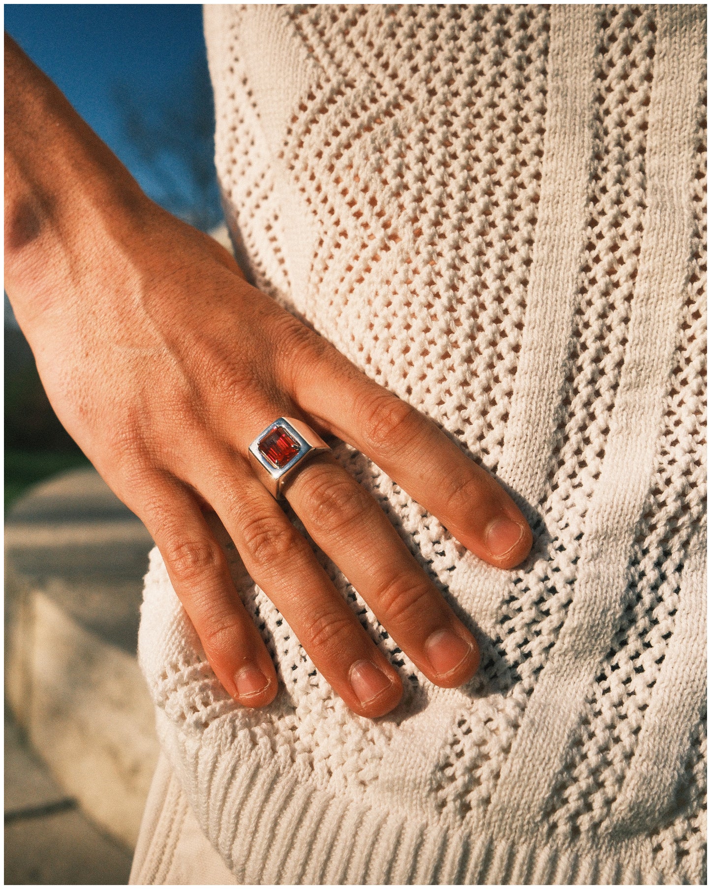 Ruby Deco Ring in Silver
