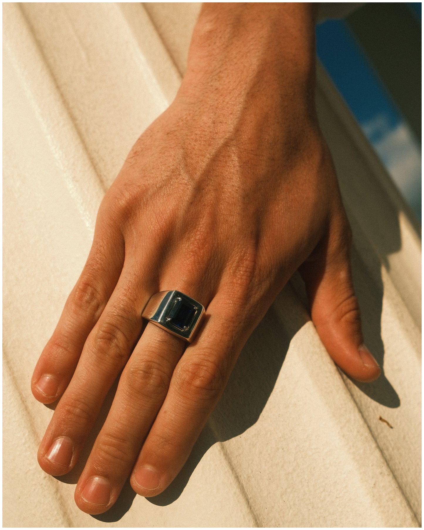 Sapphire Deco Ring in Silver