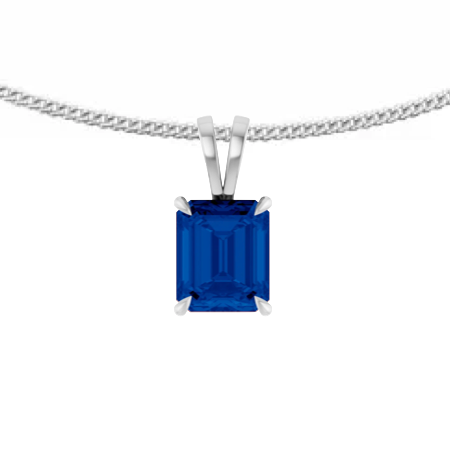Sapphire Deco Necklace in White Gold